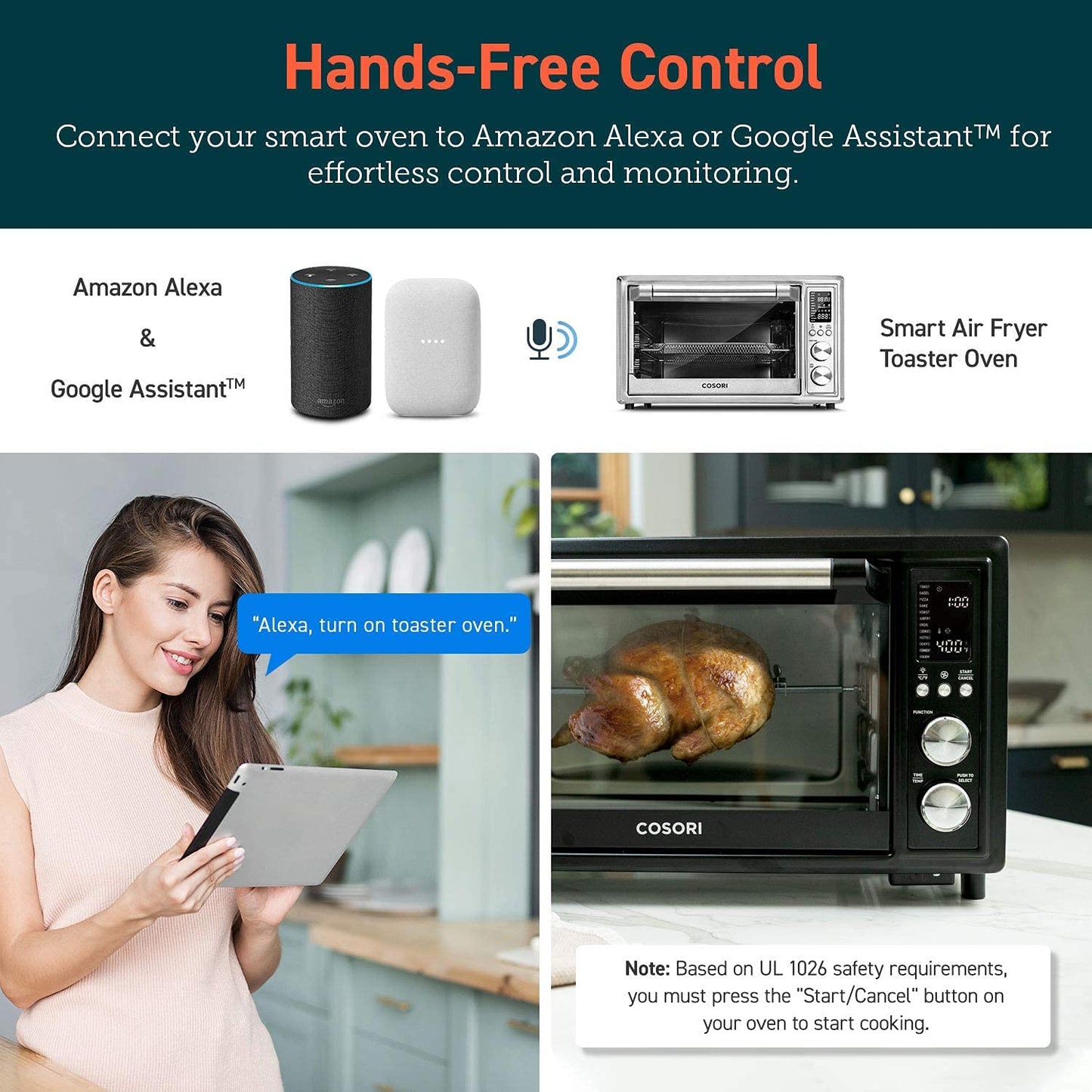 COSORI Smart 13-in-1 Air Fryer Toaster Oven Combo, Airfryer Rotisserie Sous Vide Convection Oven Countertop, Bake, Broiler, Roast, Dehydrate, 100 Recipes & 6 Accessories, 32QT, Silver-Stainless Steel